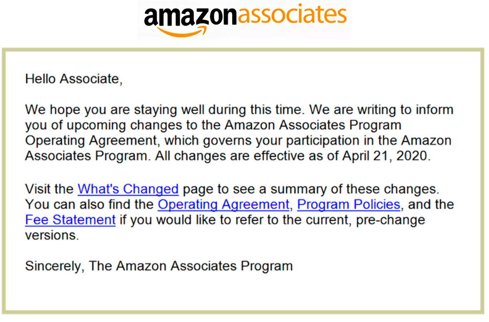 Changes to the Amazon Associates Program (April 2020)