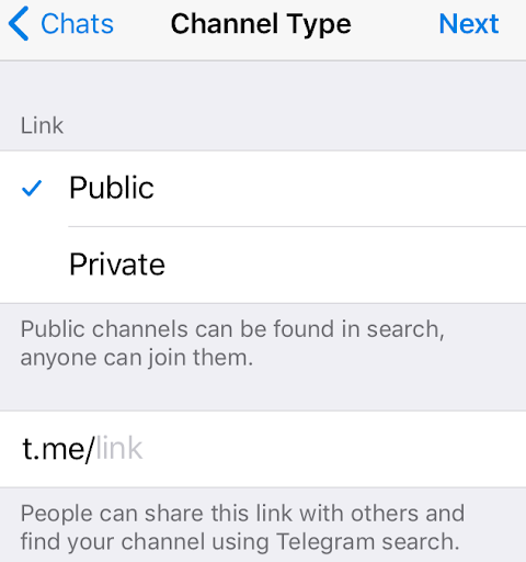 A screenshot of the channel settings on Telegram