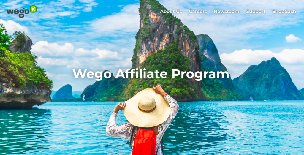 The Wego affiliate program homepage 