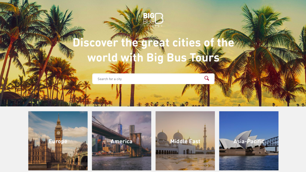 Главная страница сайта Big Bus Tours